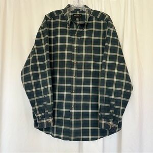 Eddie Bauer Button Down Shirt Men's XXL‎  Green Plaid Long Sleeve 100% Cotton